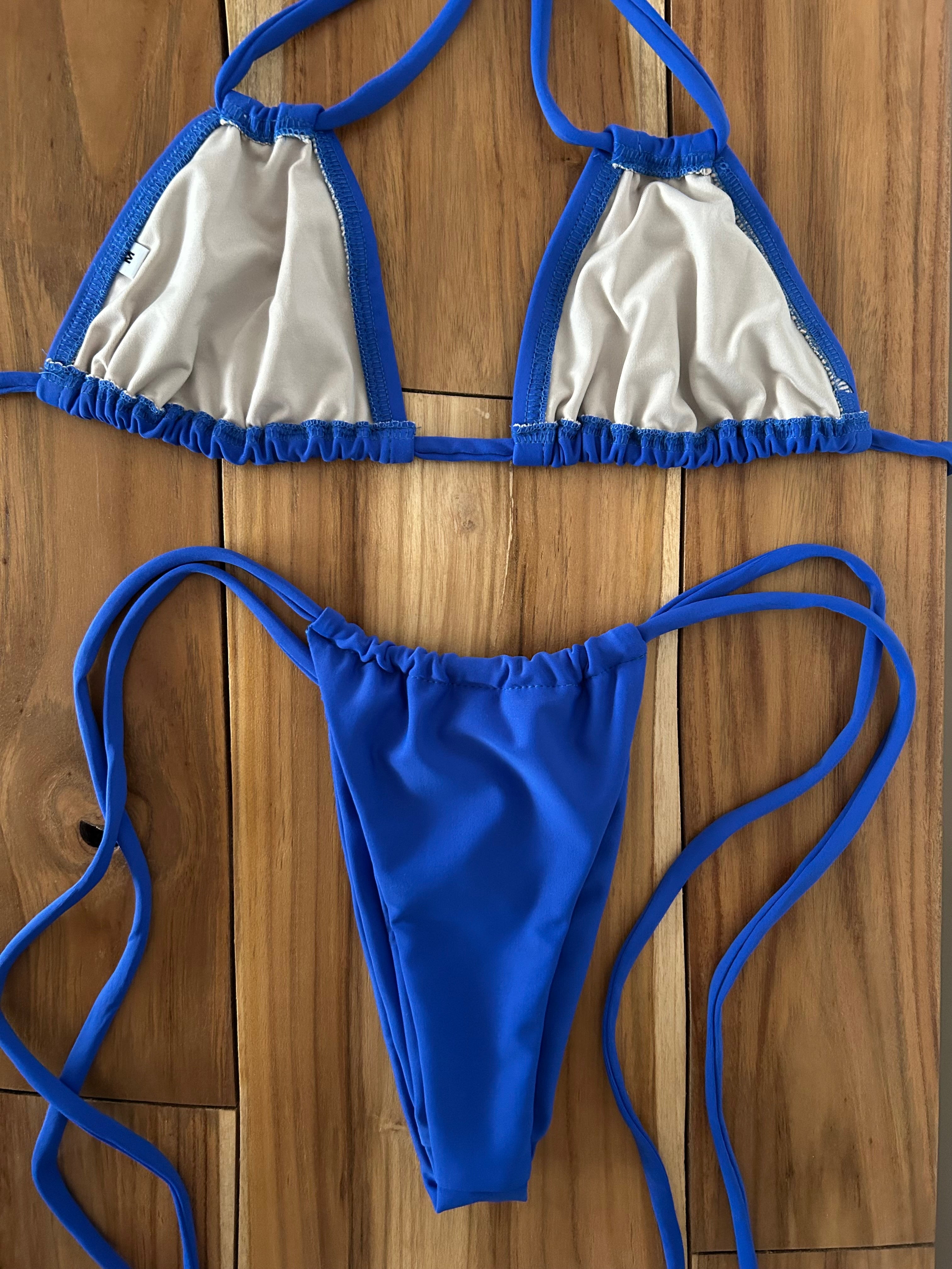 Royal Blue Double String Triangle Bikini Top