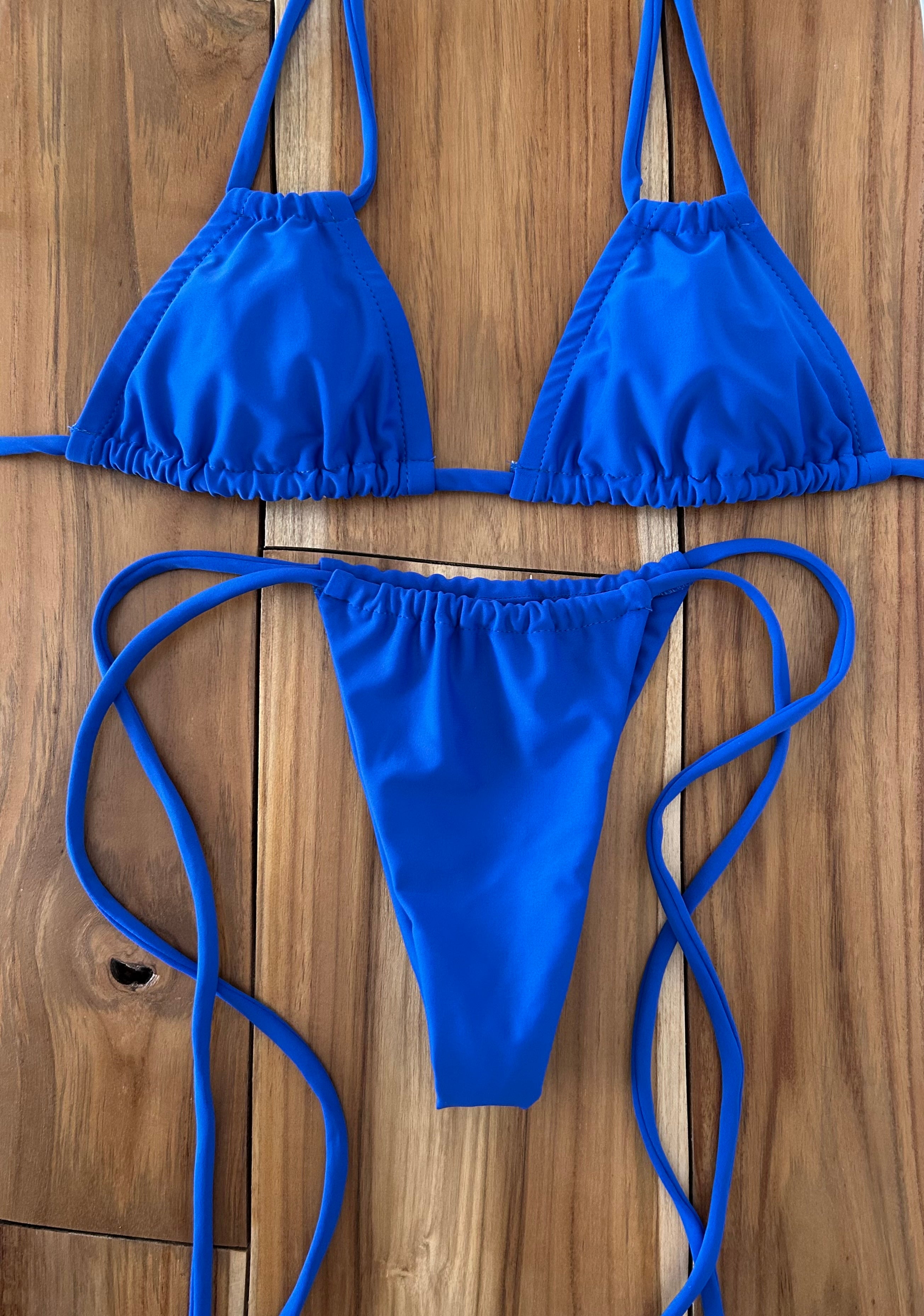 Royal Blue Double String Triangle Bikini Top