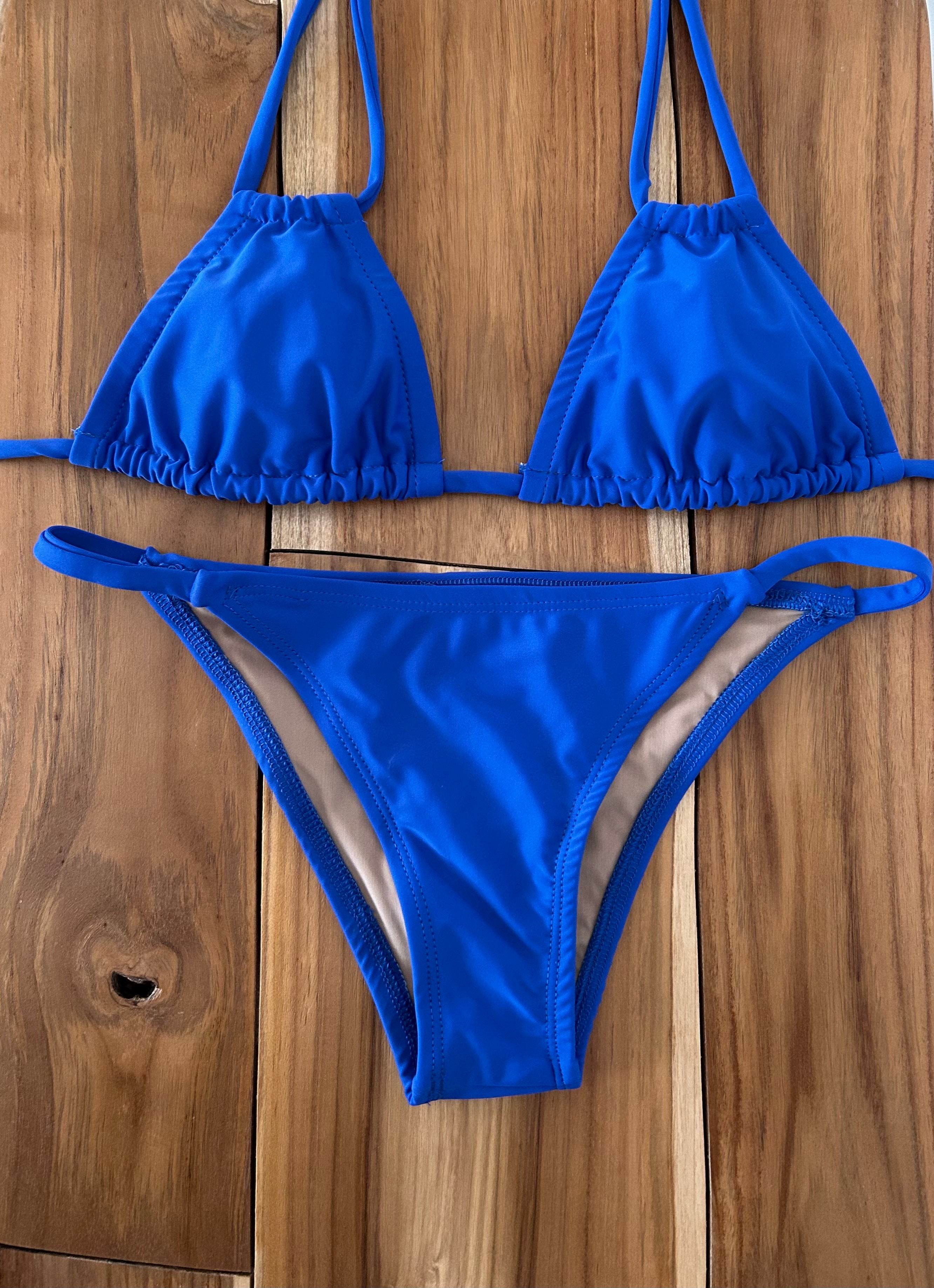 Royal Blue Double String Triangle Bikini Top