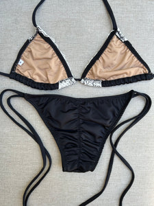 Black Triangle Bikini Top w/Lace Accent