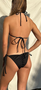 Black Spaghetti Bikini Bottom w/Lace Accent